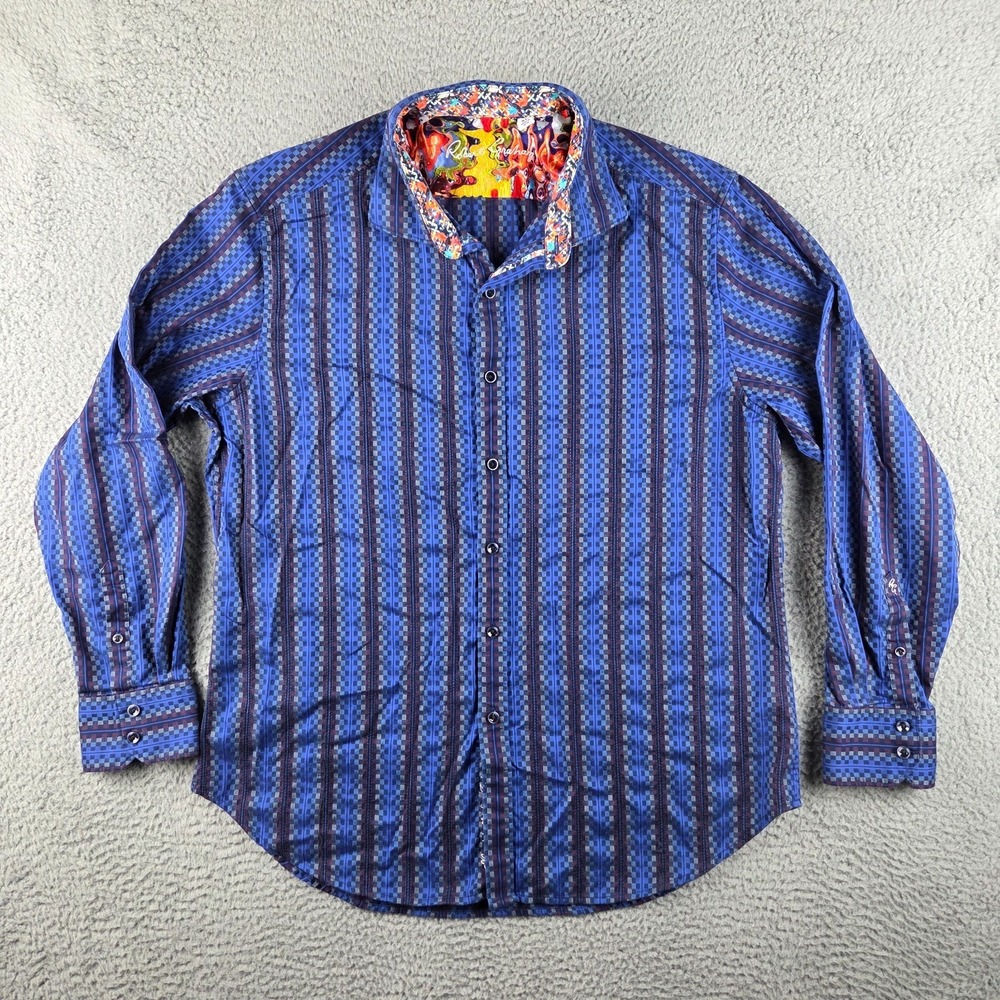 Robert Graham‎ Shirt Mens XL Blue Geometric Classic Fit